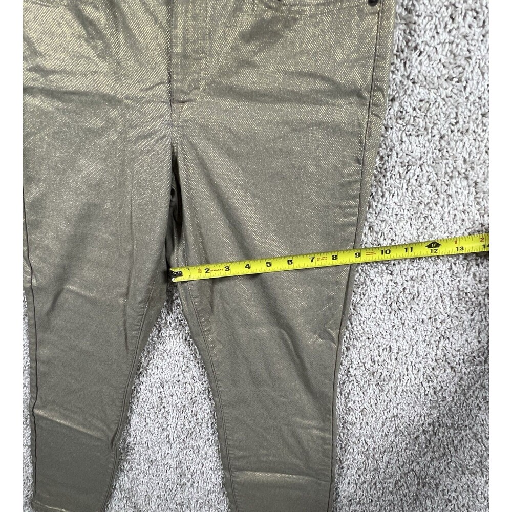 Tommy Hilfiger Women Gold Metallic Skinny Pants Size 10 Tribeca Skinny Stretch - Picture 3 of 11